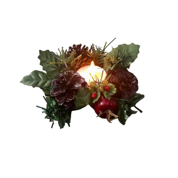 Vintage Pinecone Candle Holders Christmas Decor Centerpiece Holiday Pair Plastic - Picture 7 of 11